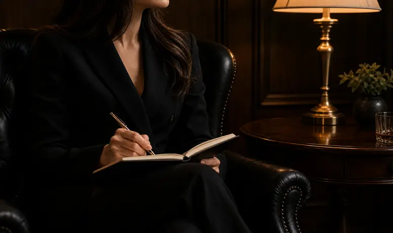 Noelle Bern writing in a private setting.